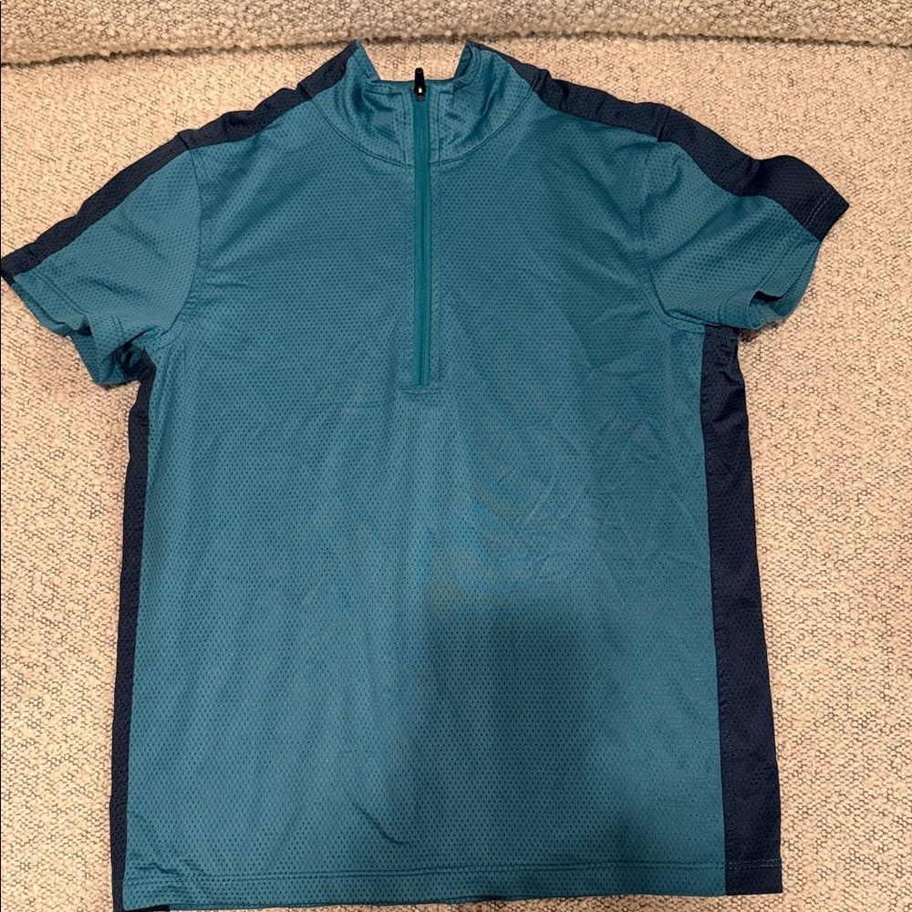 Kerrits Teal and Navy Half-Zip Shirt riding shirt, size Youth Medium